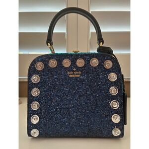RARE Kate Spade Skyline Way Violina Glitter Satchel - Navy Blue  Crystal - NWOT